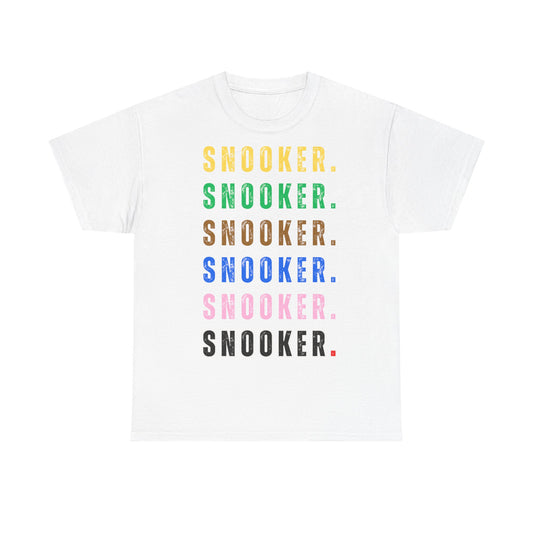 Snooker Tee Shirt - 6 x Snooker text with snooker balls' colours
