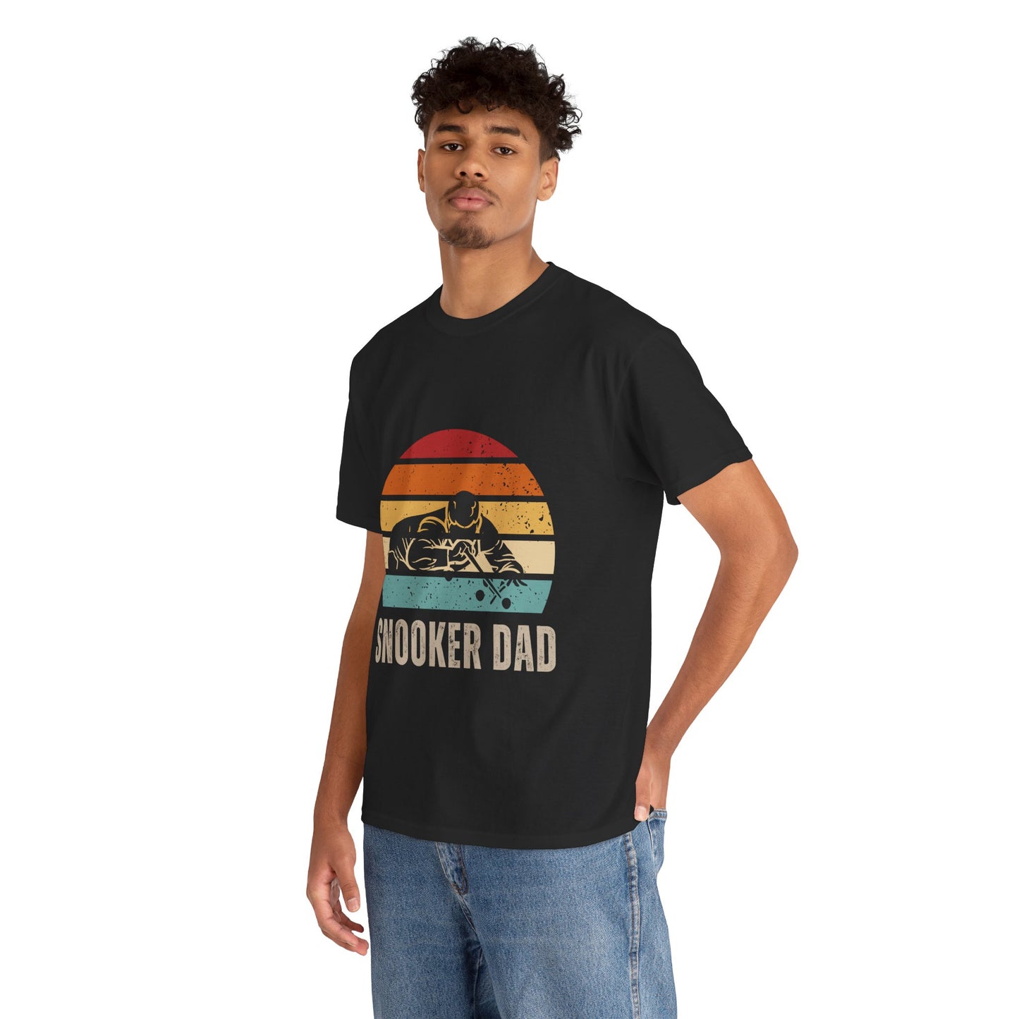 Snooker Dad T-Shirt — Retro Sunset Pool Player Tee for Billiards Lovers