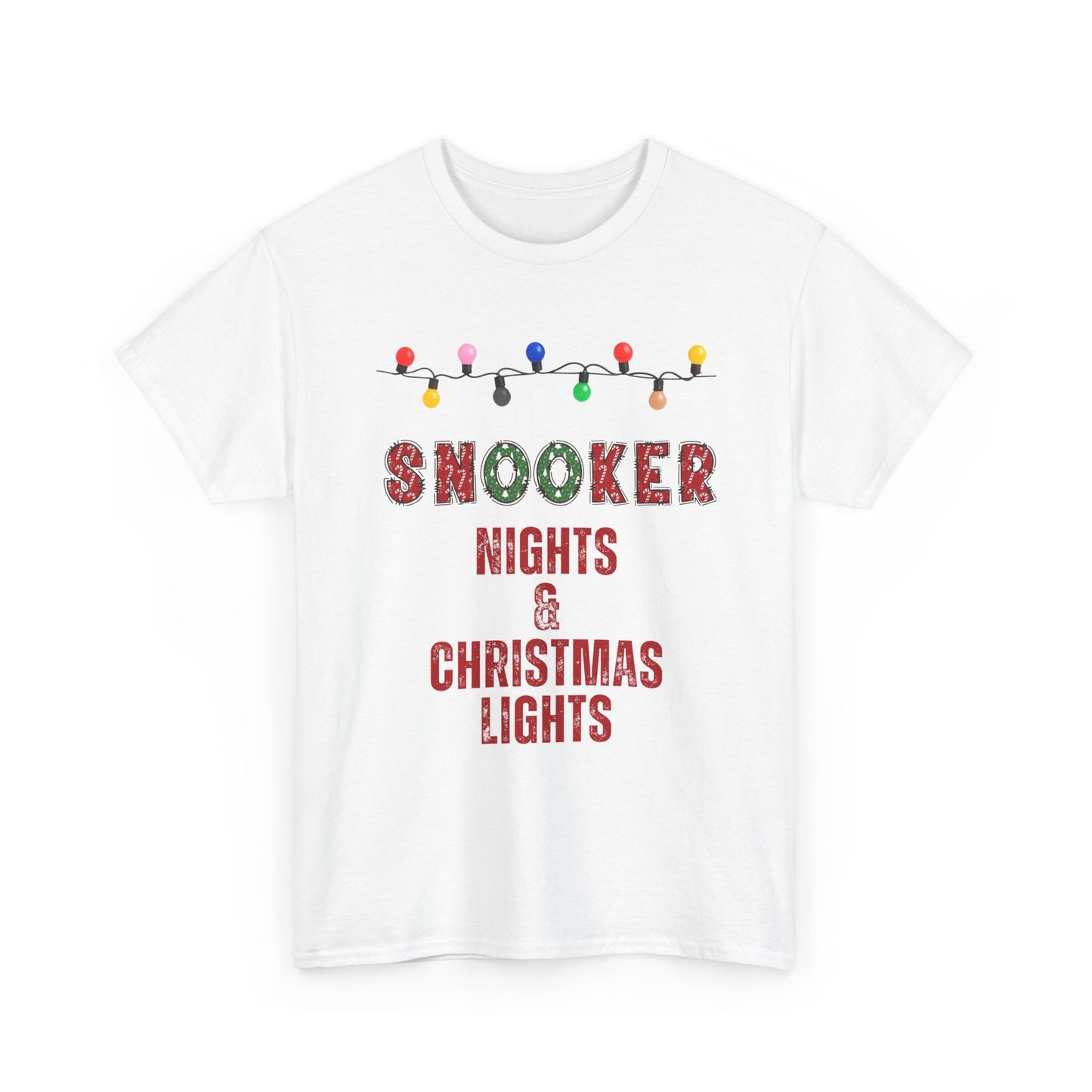 Snooker Nights & Christmas Lights Tee — Holiday Billiards T-Shirt