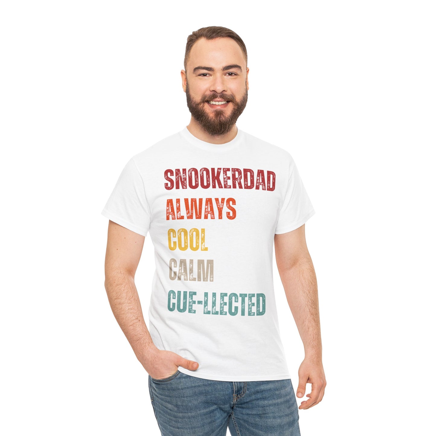 Snooker Dad T‑Shirt - "Snokerdad. Always. Cool. Calm. Cue-llected." Retro Pool Player Tee
