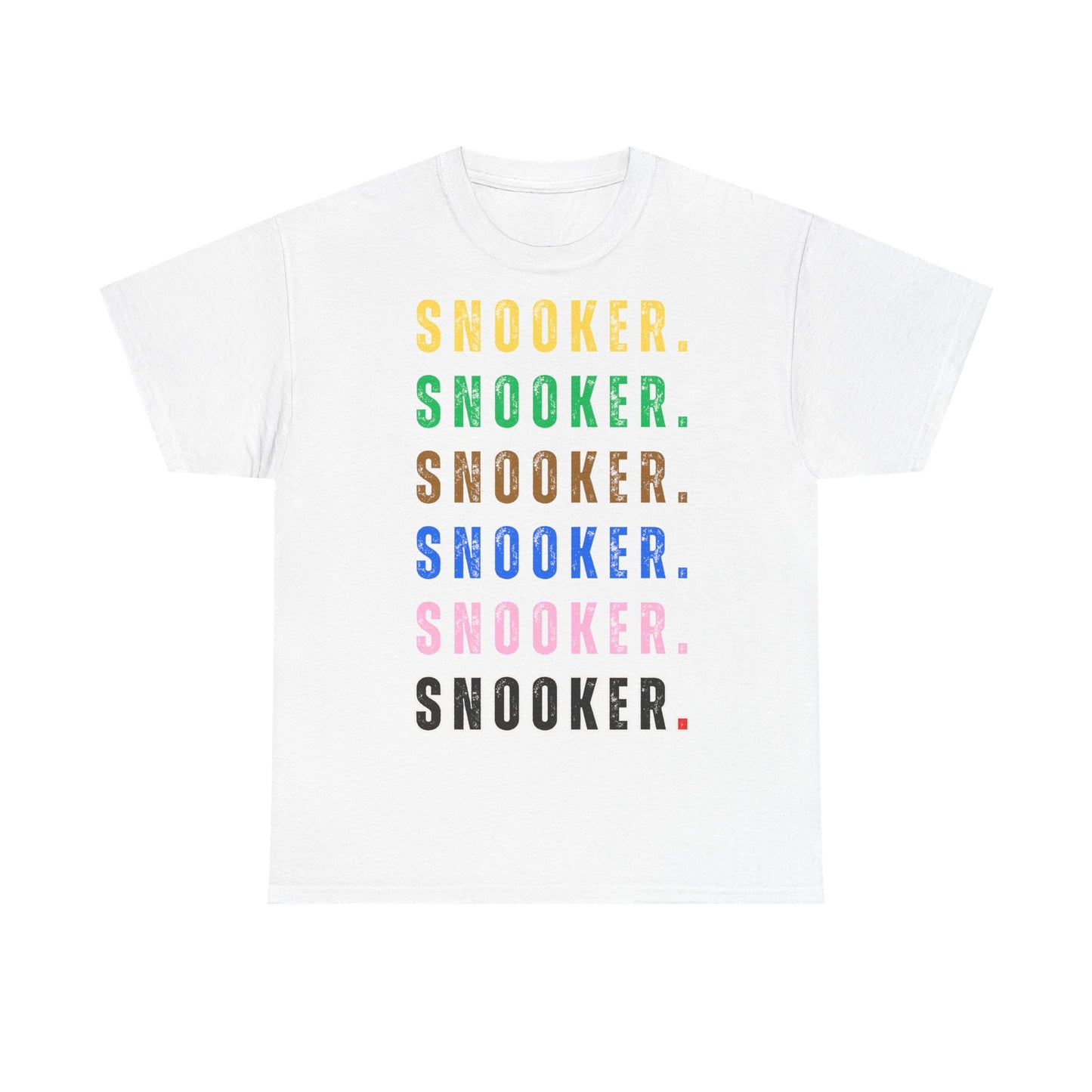 Snooker Tee Shirt - 6 x Snooker text with snooker balls' colours