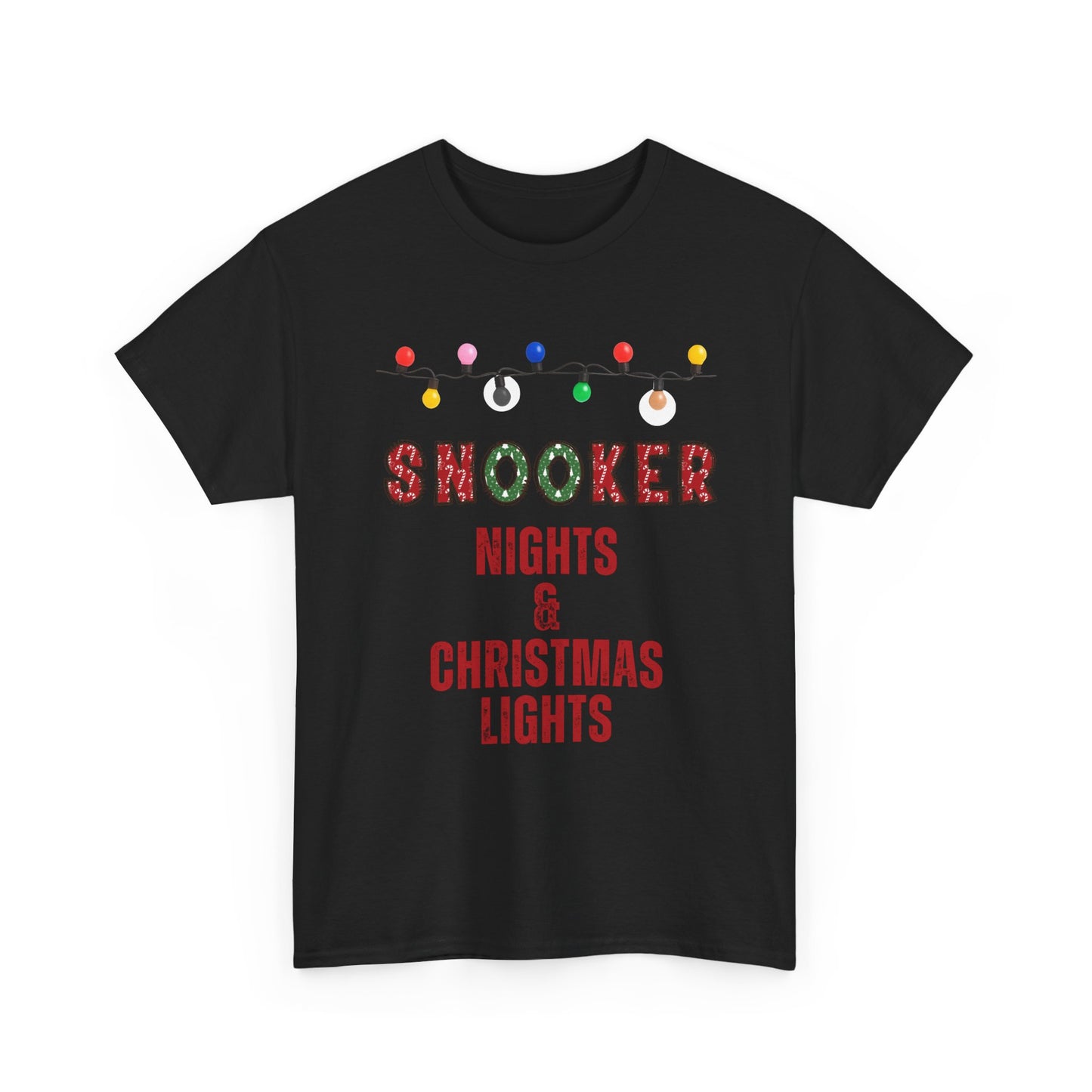 Snooker Nights & Christmas Lights Tee — Holiday Billiards T-Shirt