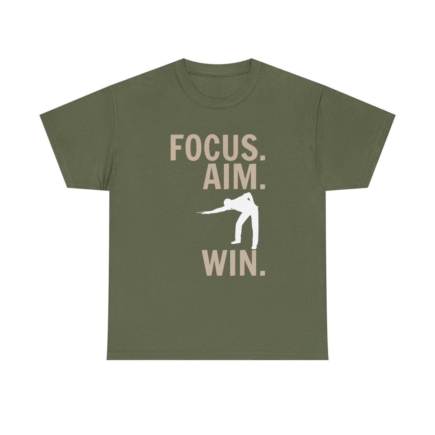 Focus. Aim. Win. T-Shirt — Pool Billiards Motivational Tee