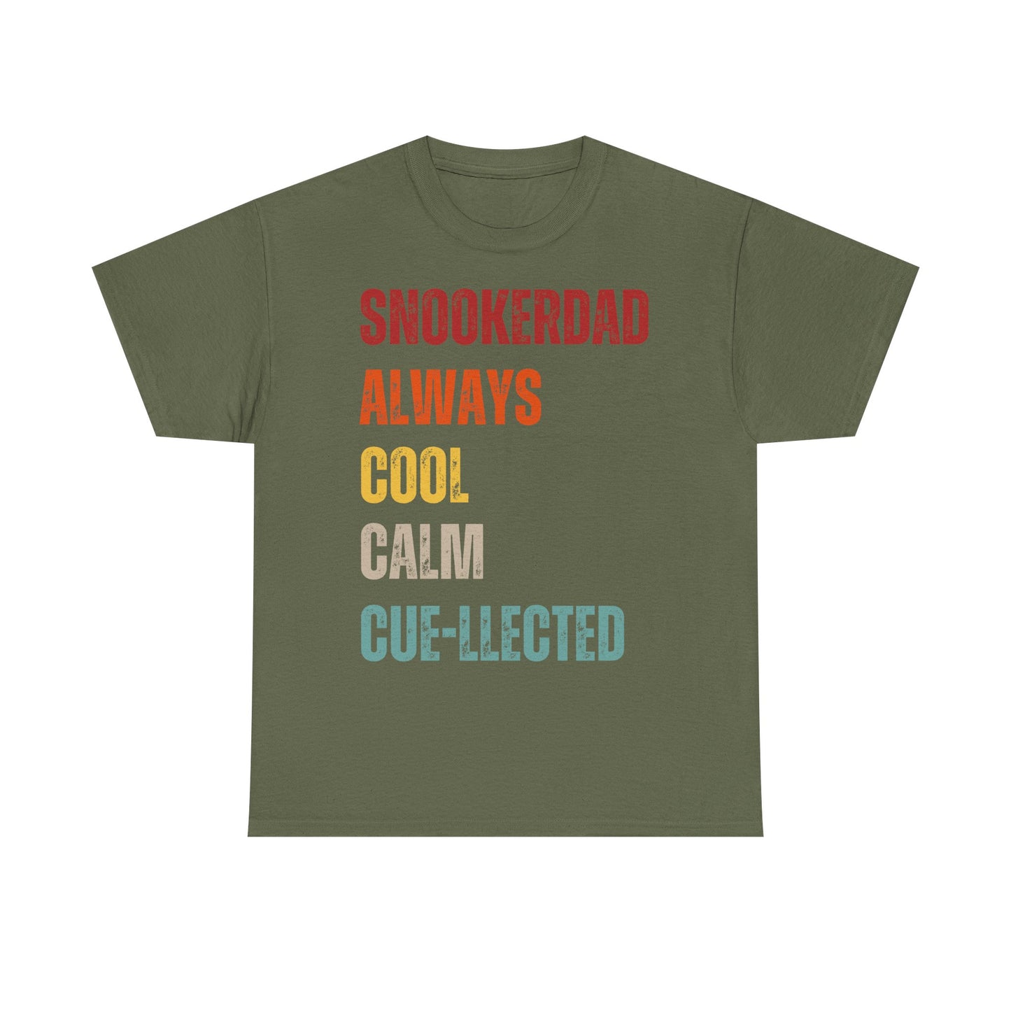 Snooker Dad T‑Shirt - "Snokerdad. Always. Cool. Calm. Cue-llected." Retro Pool Player Tee
