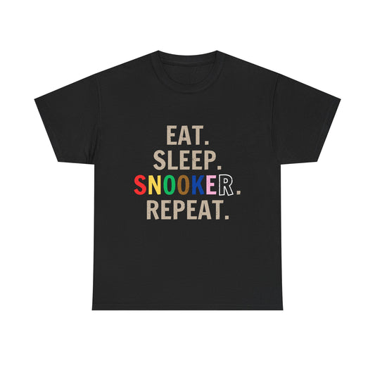 Snooker T-Shirt - "Eat. Sleep. Snooker. Repeat." Snooker enthusiast's tee