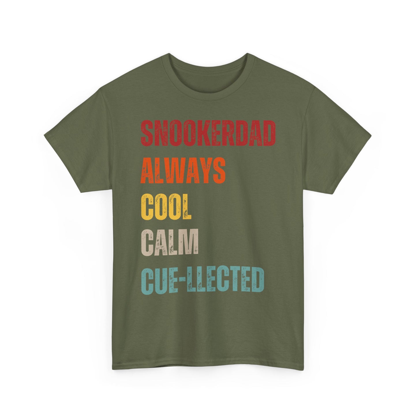 Snooker Dad T‑Shirt - "Snokerdad. Always. Cool. Calm. Cue-llected." Retro Pool Player Tee