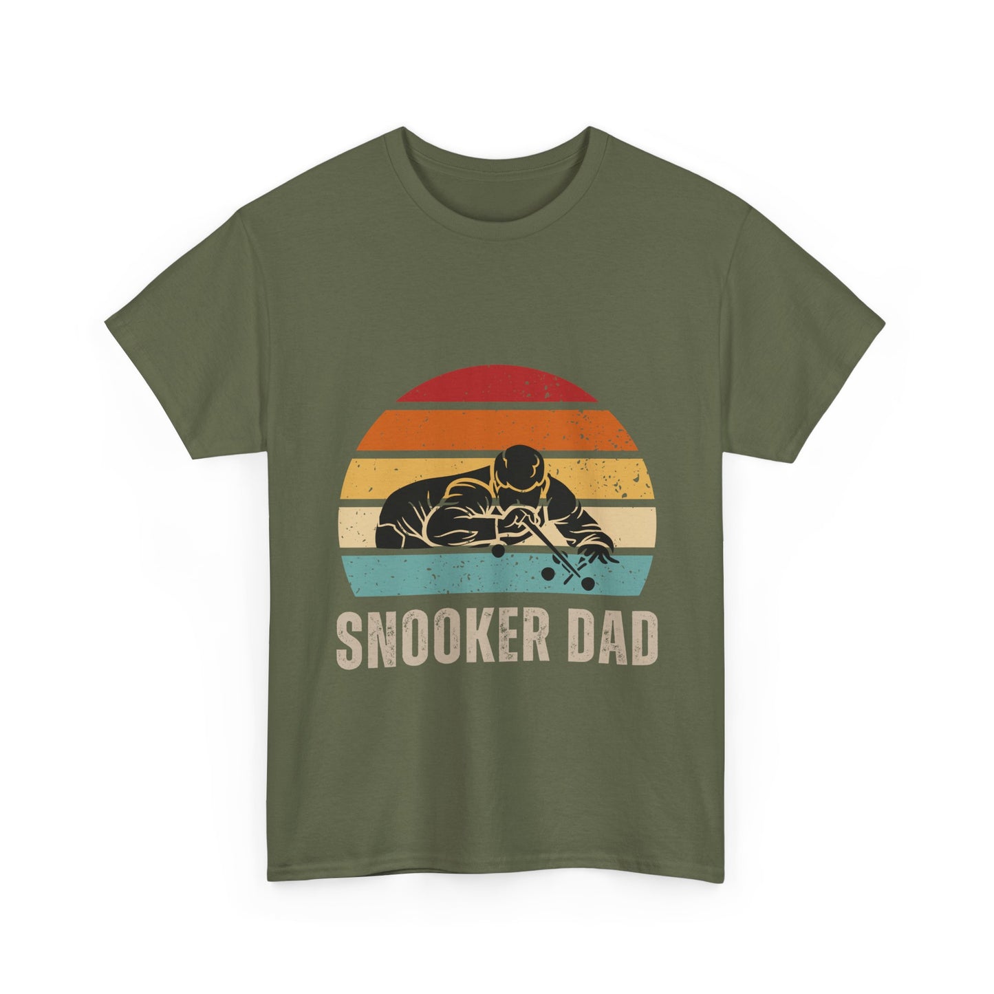 Snooker Dad T-Shirt — Retro Sunset Pool Player Tee for Billiards Lovers