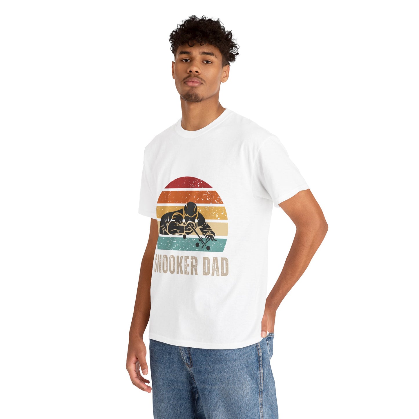Snooker Dad T-Shirt — Retro Sunset Pool Player Tee for Billiards Lovers