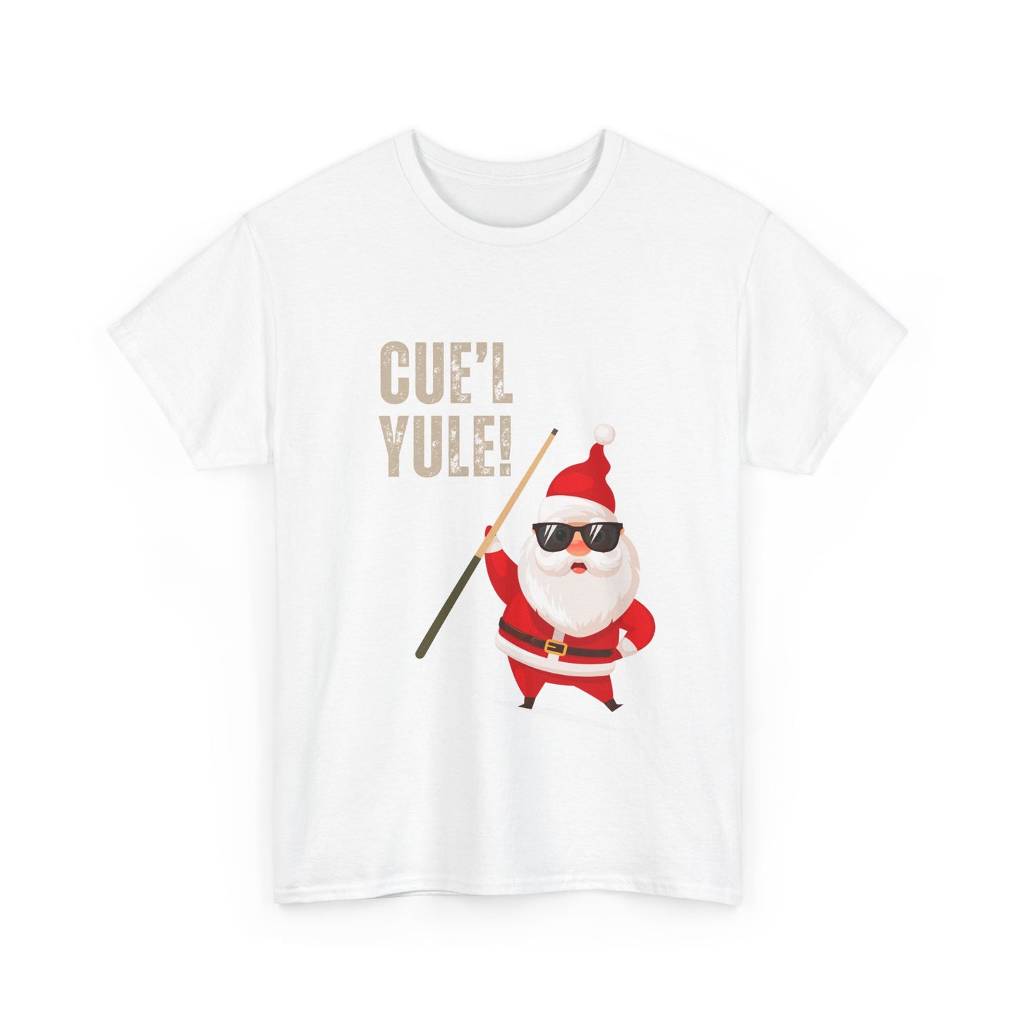Santa Pool Cue T-Shirt — 'Cue'l Yule!' Funny Christmas Tee for Billiards Lovers