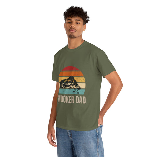 Snooker Dad T-Shirt — Retro Sunset Pool Player Tee for Billiards Lovers
